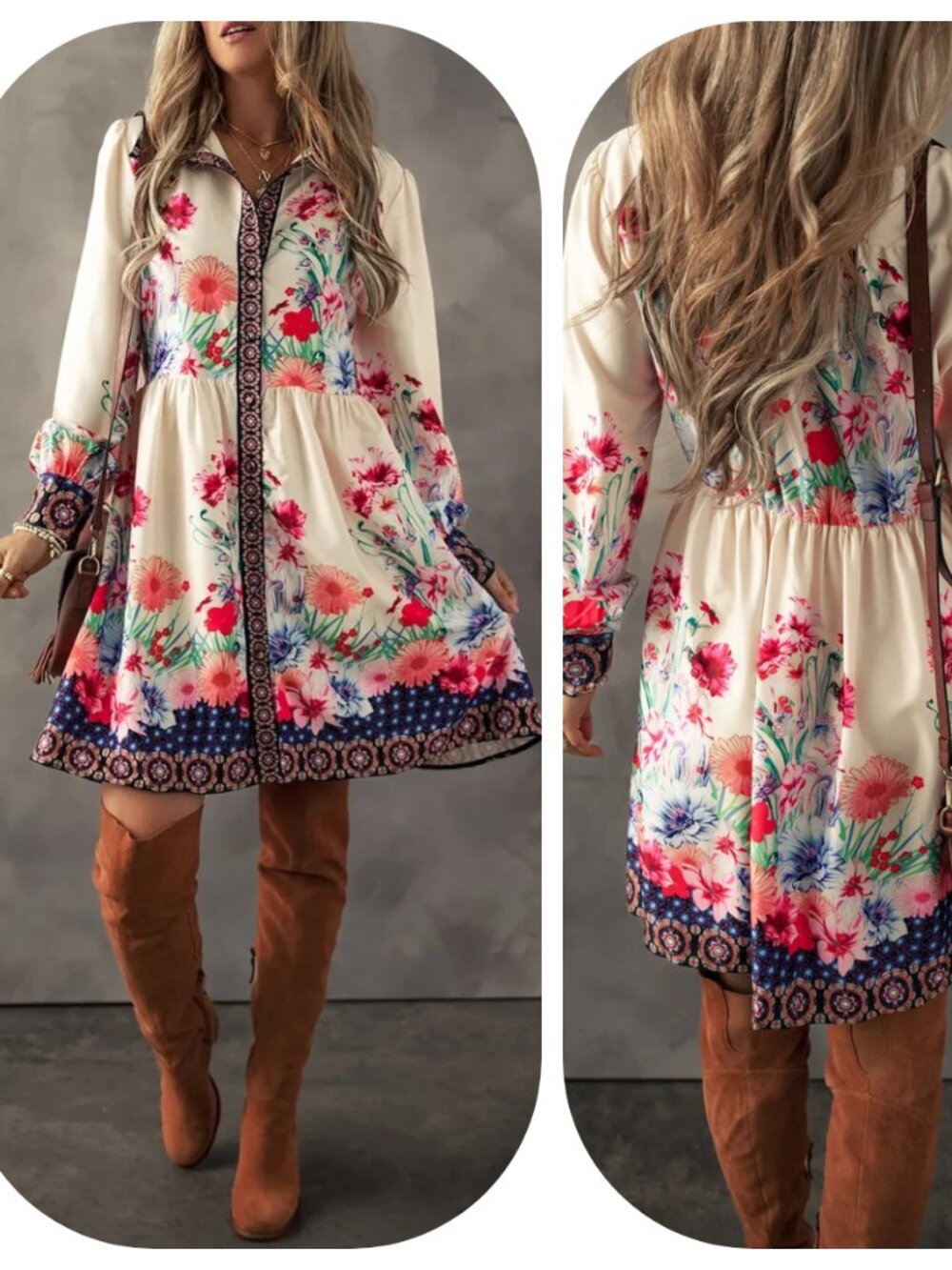 New DALIA MACPHEE Kerry Shirt Dress MEDIUM Floral Print Satin Button Up